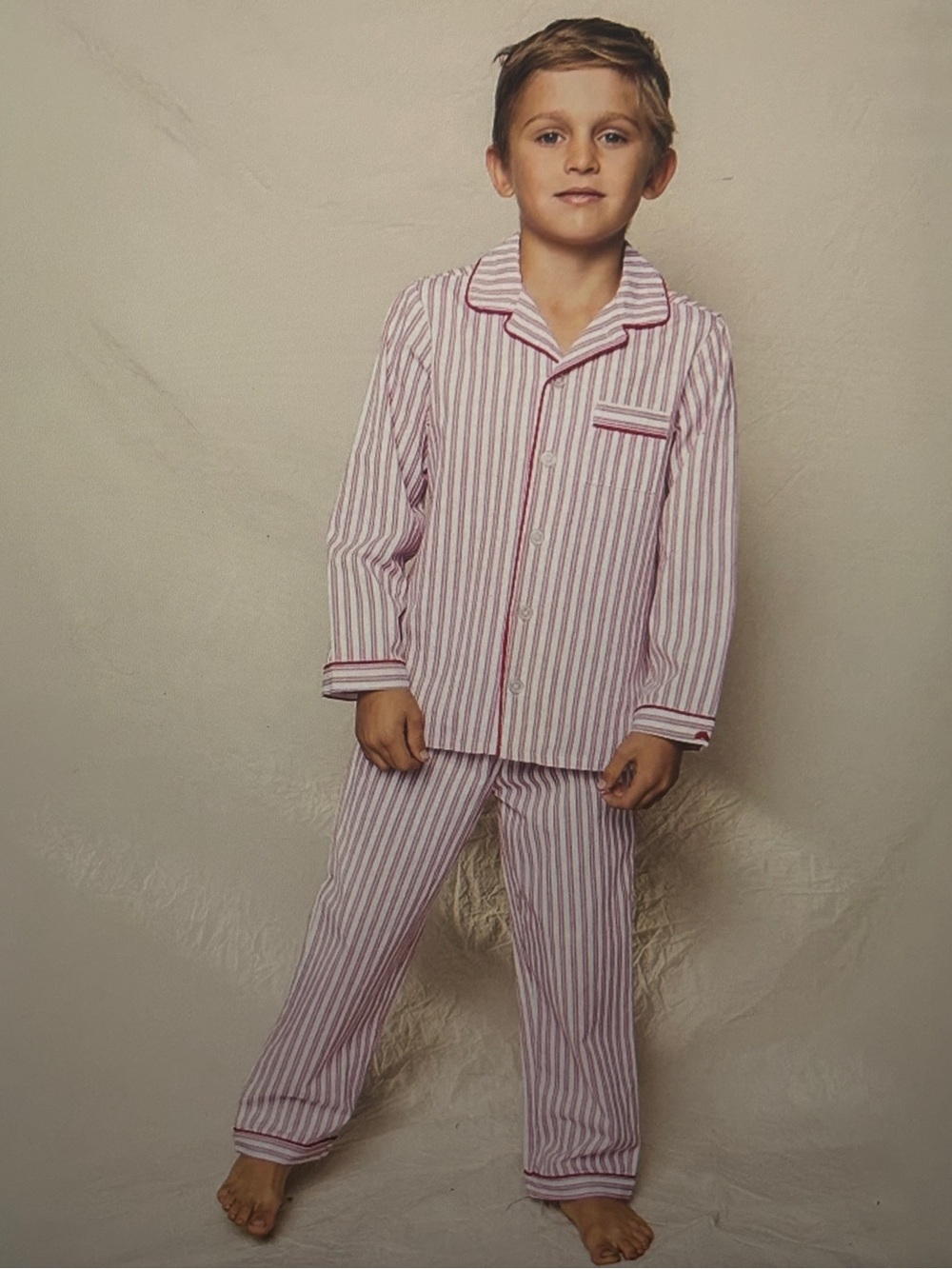 Petite Plume Red Stripe Pajama Set - Classic Button-Up 12
